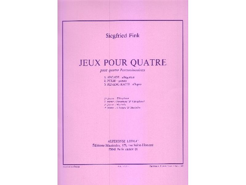 JEUX POUR QUATTRE pour quatre Percussionnistes