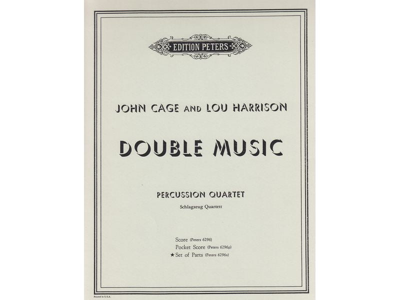 Double Music for Percussion Quartet (part score set)