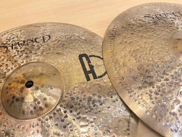 ロゴ欠け特価】 Agean Stoned 14”Hihats S-14HH ハイハットシンバル