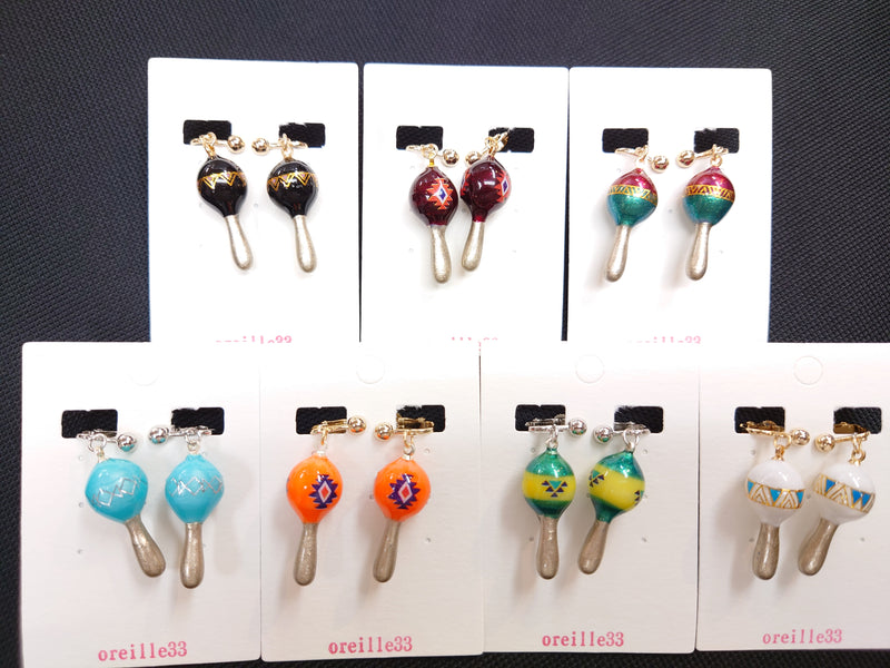oreille33 handmade maraca earrings & pierced earrings