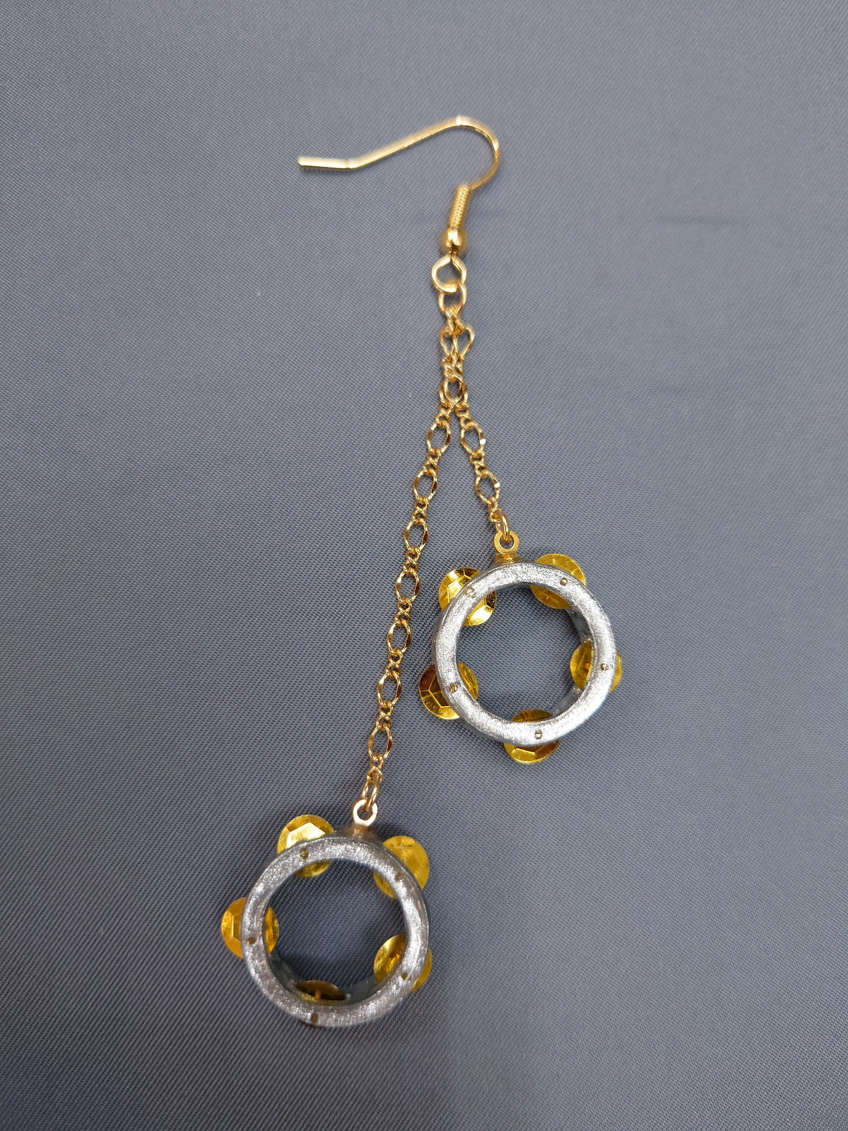 oreille33 handmade タンバリン型イヤリング＆ピアス 2連スタイル（1個