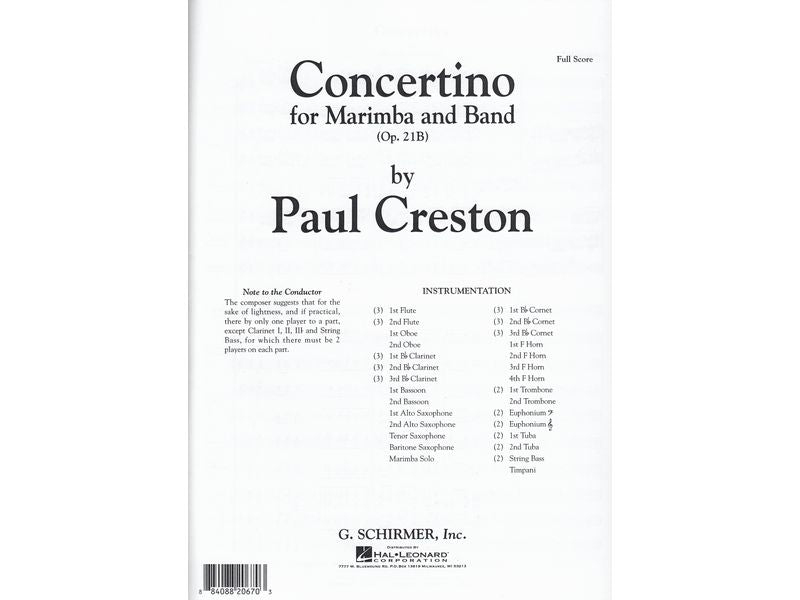 Concertino for Marimba and Band (金管バンド伴奏版)　クレストン