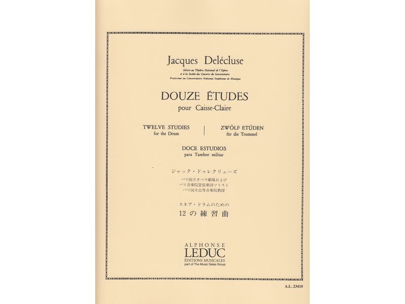 Douze Etudes pour Caisse-Claire / スネアドラムのための12の練習曲【入荷未定】
