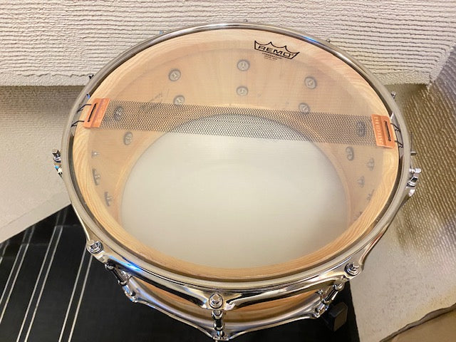 M Drummus KURINUKI series cypress "Hinoki" snare drum with ribs KR-1465H