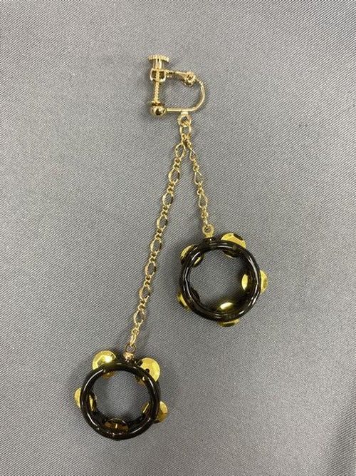 タンバリンピアス oreille33 handmade タンバリン型イヤリング＆ピアス 2連スタイル（1個